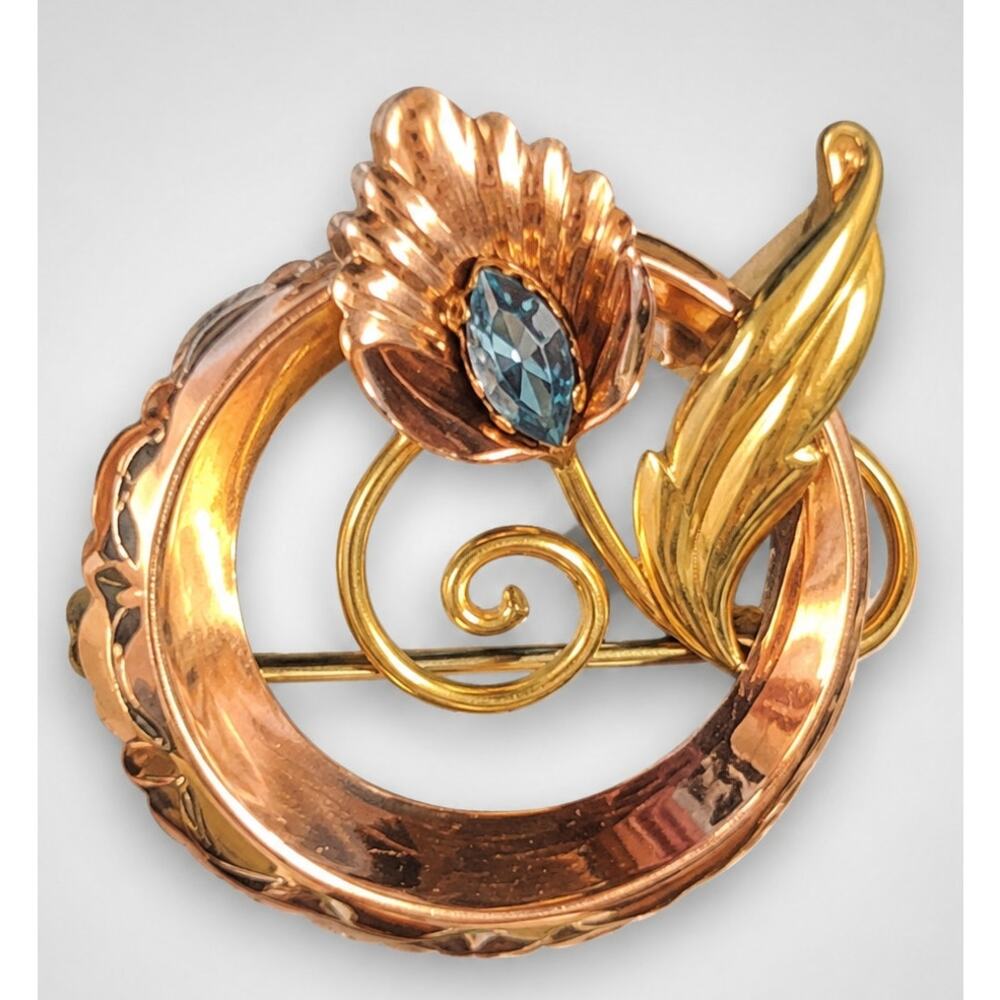 Vintage Van Dell Flower Brooch Pin Rose Gold 1/20 12KT GF Floral 1.5" fb1-30